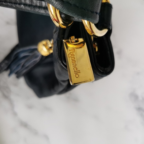 Tignanello navy blue leather shoulder Bag - Picture 3 of 10